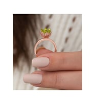 925 Ayar Gümüş Rose Kaplama Ayarlanabilir Lotus Çiçeği Yüzük (Oliv)