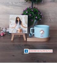 Unicorn Fotoğraflı Dekoratif Taş, Kupa Bardak Beyaz Hediye (Model 8)