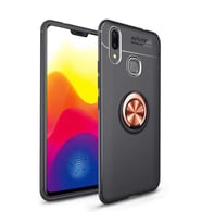 Xiaomi Mi Max 3 Kılıf Yüzüklü Magnetli Ravel Case (Siyah-Rose Gold)