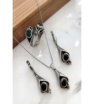 925 Ayar Gümüş  Otantik Set (Yeşil)