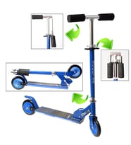 LED'li 120 mm Silikon Teker, Boy Ayarlamalı Katlanır Metal Scooter (Mavi)
