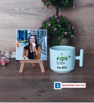 Fizik Öğretmeni Fotoğraflı Dekoratif Taş, Kupa Bardak Beyaz Hediye Öğretmenler Günü Hediyesi (Model 12)