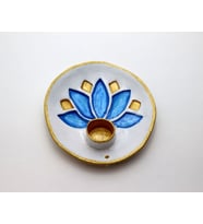 Lotus Seramik Tütsülük (Beyaz-Mavi)