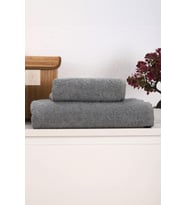 2 Parça Kadın / Erkek Banyo Duş Hamam Havlu Seti 90x150 Cm %100 Pamuklu (Gri)
