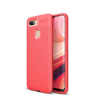 Oppo A7X Kılıf Zore Niss Deri Desenli Silikon Kılıf (Kırmızı)