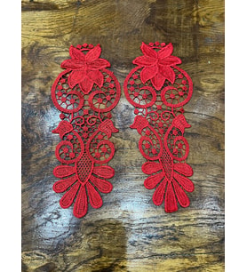 2 ADET NAKIŞ İŞLEME GÜPÜR APLİKE DİKİŞ AKSESUARI 25X10 CM (Kırmızı)