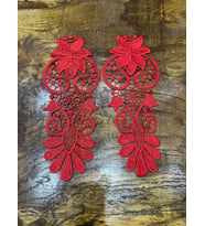 2 ADET NAKIŞ İŞLEME GÜPÜR APLİKE DİKİŞ AKSESUARI 25X10 CM (Kırmızı)