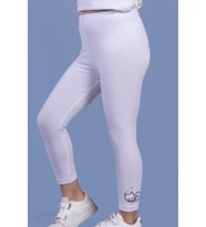 Toontoy Kız Çocuk Kedi Nakışlı Tayt (Beyaz)