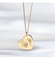Gümüş El Ayak İzi Kolye (Gold)