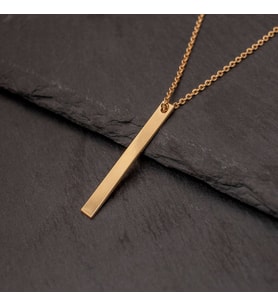 Kişiye Özel 925 Ayar Gümüş Uzun Bar Çubuk Kolye (Gold)