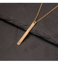 Kişiye Özel 925 Ayar Gümüş Uzun Bar Çubuk Kolye (Gold)