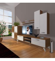 Decoraktiv Eko 6 Mdf Dvd Retro Tv Ünitesi Tv Sehpası (Beyaz - Kahverengi)