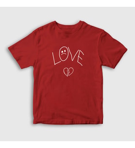 Presmono Unisex Çocuk Beyaz Love Lil Peep T-Shirt 37434tt (Kırmızı)