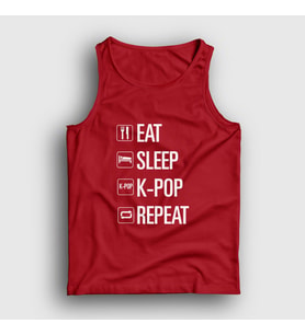 Presmono Unisex Sarı Eat Sleep Repeat K-Pop Atlet 273060tt (Kırmızı)