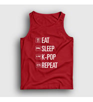 Presmono Unisex Sarı Eat Sleep Repeat K-Pop Atlet 273060tt (Kırmızı)