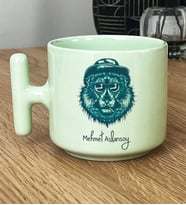 Kişiye Özel Cool Aslan Hediye Pastel T Kupa Aslan Baskılı (Yeşil)