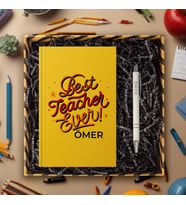 eJOYA Öğretmenlere Özel Tasarım Renk Seçenekli Kişiye Özel Defter & Kalem & Hediye Kutusu 114369 (Sarı)