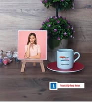 Teknoloji ve Tasarım Öğretmeni Fotoğraflı Dekoratif Taş, Ahşap Altlıklı Türk Kahvesi Fincanı Hediye (Model 3)