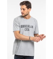 Süperlife Erkek Bisiklet yaka Brooklyn City Baskılı Tişort SPR 253 (Grimelanj)