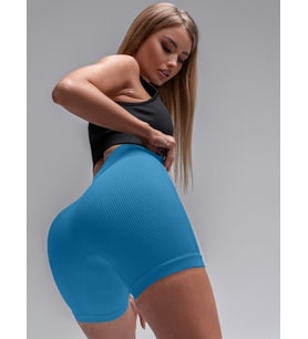Mistirik Biker Örme Kumaş Seamless Model Fitilli Şort (Açık Mavi)