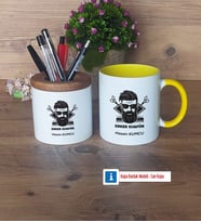 Erkek Kuaförü Kalemlik, Kupa Bardak T Kişiye Özel Hediye (Model 10)