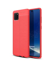 Microsonic Samsung Galaxy Note 10 Lite Kılıf Deri Dokulu Silikon (Kırmızı)