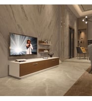 Decoraktiv Eko 4B Slm Std Tv Ünitesi Tv Sehpası - Parlak Beyaz (Beyaz - Ceviz)