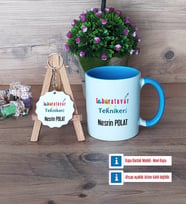 Laboratuvar Teknikeri Kupa Bardak Kırmızı ve Ahşap Anahtarlık Hediye (Model 3)