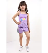 Toontoy Kız Bebek Baskılı Şortlu Takım (Lila)