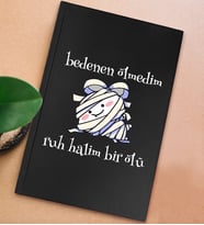 BK Gift Esprili Tasarım Serisi Sert Kapaklı Siyah Defter, Arkadaşa Hediye, Yeni İş Hediyesi, Doğum Günü Hediyesi, Anı Defteri (Model 7)