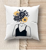 BK Gift Modern Art Tasarımlı Beyaz Kırlent Yastık, Ev Hediyesi, Ev Dekorasyonu, Dekoratif Hediye (Model 14)