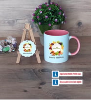 Diyetisyen Kupa Bardak Kırmızı ve Ahşap Anahtarlık Hediye (Model 5)