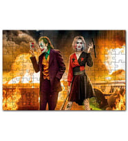 Cakapuzzle Joker ve Harley Quinn Alevler Arkaplan Puzzle Yapboz MDF (Ahşap) (255 Parça)