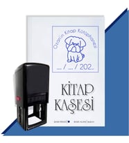Kişiye Özel Sevimli Köpek 22 Tarihli Otomatik Kitap Kaşesi (Mavi)