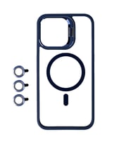 iPhone 15 Pro Max Uyumlu Kılıf Case, Lens Koruyuculu Mıknatıslı Magsafe Wireless Şarj Destekli Kapak (Lacivert)