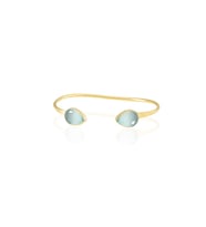 Kadir Jewellery 22 Ayar Altın Kaplama El İşçiliği Zirkon Taşlı Kadın Charm Bileklik (Açık Mavi)