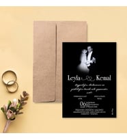 Davetiye Zarf ve Baskı Dahil - Atatürk Tasarım - (Beyaz yada Kraft Zarflı) - Düğün, Nişan, Nikah, Kına Davetiyesi (Kahverengi)