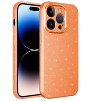 iPhone 14 Pro Max Kılıf Kamera Korumalı Simli Parıltılı Lüks (Turuncu)
