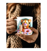 Winnie the Pooh - Kaplan Tigger - İyor - Piglet Baskılı 3D Tasarım Seramik Kupa Mug (09)