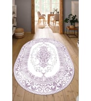 Dijital Baskılı Kaymaz Taban Yıkanabilir Oval Salon Halısı Mutfak Halısı Yolluk NDO-HK-128 (Mor)