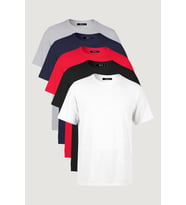 Erkek Çok Renkli T- Shirt Regular Fit Rahat Kesim Bisiklet Yaka 5'li Basic Tişört Paketi (Bordo)