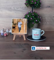 Diş Hekimi Asistanı Fotoğraflı Dekoratif Taş, Ahşap Altlıklı Türk Kahvesi Fincanı Hediye Diş Hekimi Asistanına Hediye (Model 7)