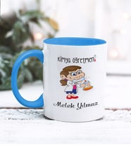 Kimya Öğretmeni Tasarımlı Kişiye Özel Kupa Bardak (Mavi)