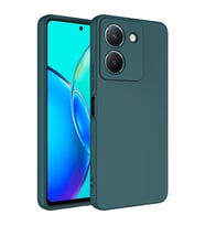 Vivo Y36 4G Kılıf Kamera Korumalı iÇi Süet Dokulu Lansman Tipi Silikon (Koyu Yeşil)