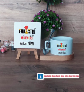 Endüstri Mühendisi Dekoratif Taş, Kupa Bardak Kırmızı Hediye (Model 7)