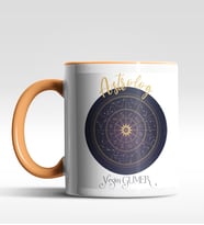 Kişiye Özel Astrolog Tasarımlı Siyah Kupa (Beyaz-Turuncu)