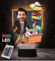 Doğum Günü Hediyesi,Sevgiliye Hediye, Kişiye Özel Fotoğraflı Türkçe Öğretmeni Karikatür 3D Led Lamba (RGB)