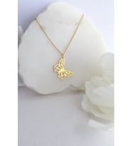 Kelebek Gümüş Kolye (Gold)