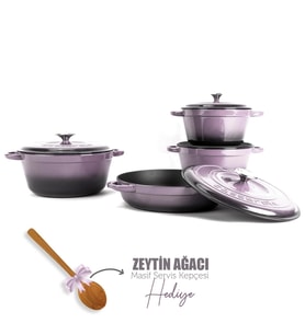 Lava Döküm 4X New Heritage Serisi Döküm Demir Tencere Seti (Mor)