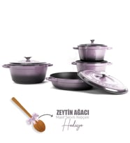 Lava Döküm 4X New Heritage Serisi Döküm Demir Tencere Seti (Mor)